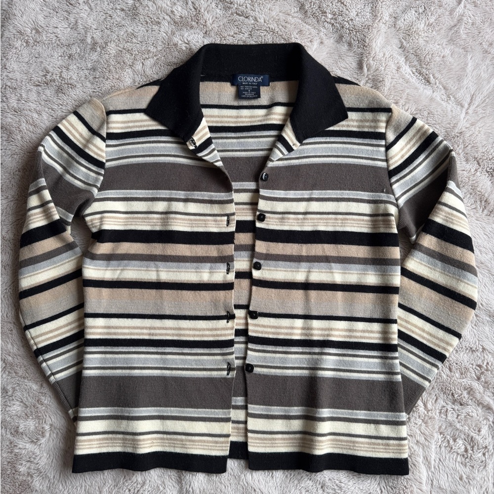 Striped Button-Up Cardigan - Picture 4 of 7